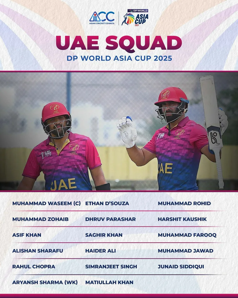 Uae squad for asia cup 2025