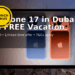 merge both these images into one based on this topic that buy iPhone 17 in Dubai and get a free vacation
