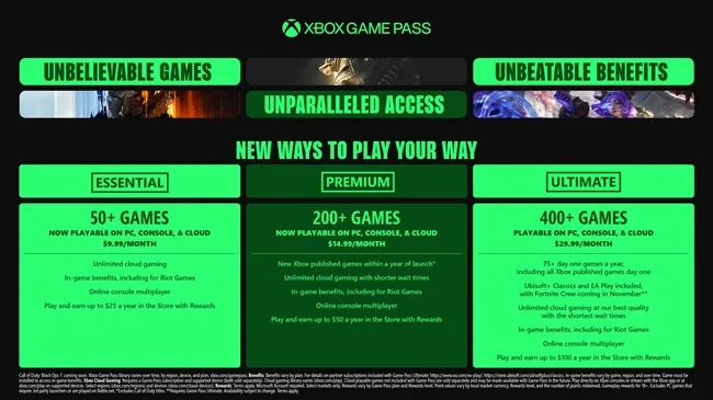 Xbox game pass price 3