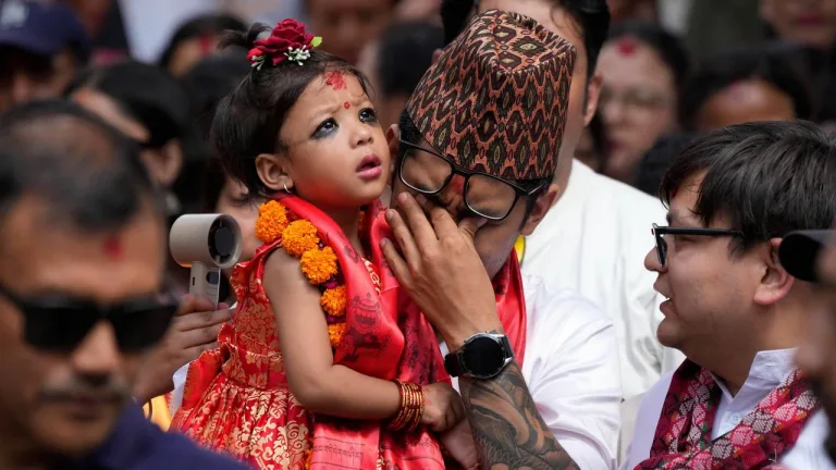 Nepal’s New Living Goddess: 2-Year-Old Aryatara Shakya Enthroned as Kumari