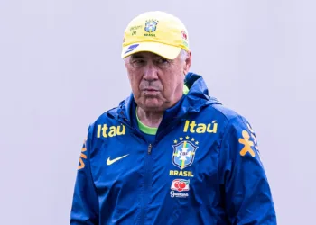 SAO PAULO, BRAZIL - JUNE 8: Head Coach of Brazil Carlo Ancelotti looks on during a training session on June 8, 2025 in Sao Paulo, Brazil. (Photo by Will Anacleto/Sports Press Photo/Getty Images)