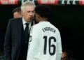 Carlo Ancelotti head coach of Real Madrid gives instructions to  Endrick centre-forward of Real Madrid and Brazil during the LaLiga match between Real Madrid CF and Athletic Club at Estadio Santiago Bernabeu on April 20, 2025 in Madrid, Spain. (Photo by Jose Breton/Pics Action/NurPhoto via Getty Images)
