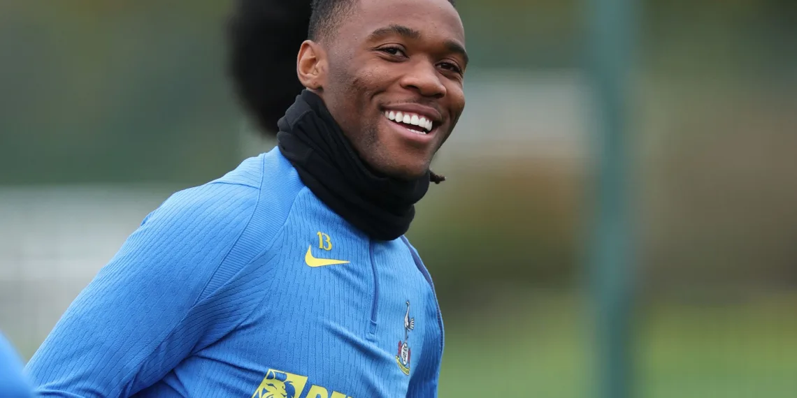 ENFIELD, ENGLAND - NOVEMBER 03: Destiny Udogie reacts during a training session of Tottenham Hotspur ahead of the UEFA Champions League match between Tottenham Hotspur and FC Copenhagen at Tottenham Hotspur Training Centre on November 03, 2025 in Enfield, England. (Photo by Eddie Keogh/Getty Images)