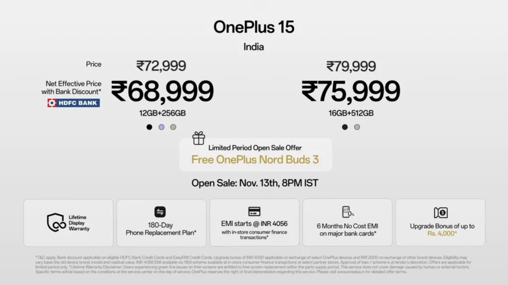 OnePlus 15 Launched in India: Snapdragon 8 Elite Gen 5, 7300mAh Battery at ₹72,999