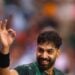 DUBAI, UNITED ARAB EMIRATES - SEPTEMBER 21: Haris Rauf of Pakistan gestures to the crowd during the Asia cup match between India and Pakistan at Dubai International Stadium on September 21, 2025 in Dubai, United Arab Emirates.  (Photo by Francois Nel/Getty Images)