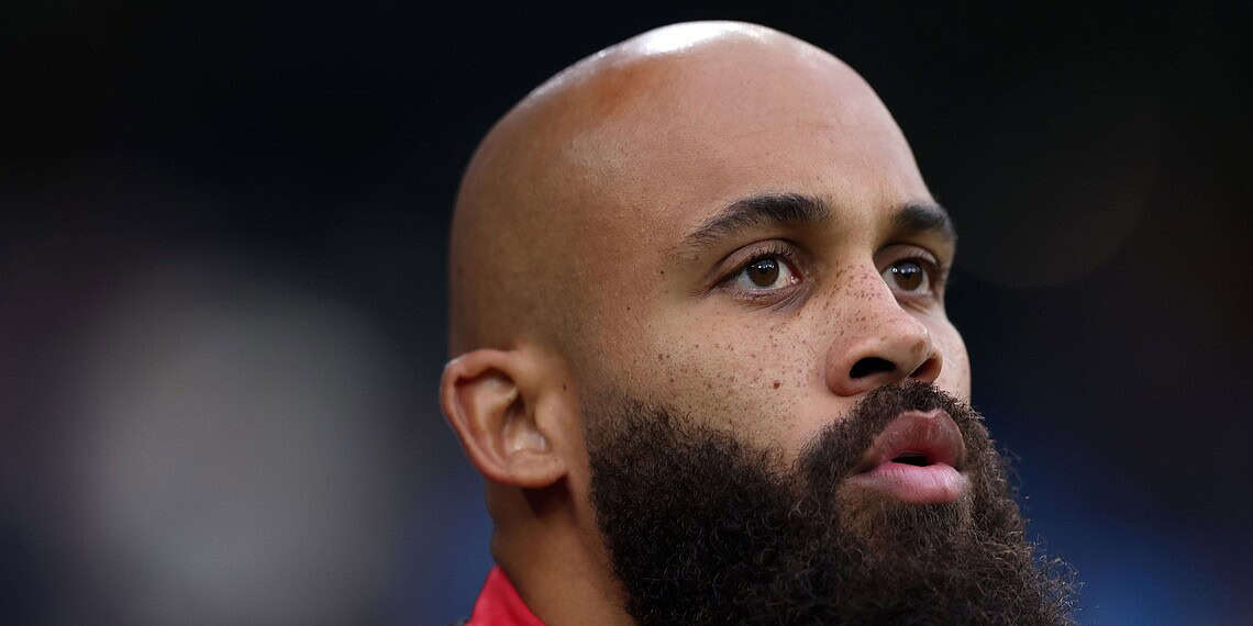 MANCHESTER, ENGLAND - SEPTEMBER 14: Bryan Mbeumo of Manchester United looks on during the warm up prior to the Premier League match between Manchester City and Manchester United at Etihad Stadium on September 14, 2025 in Manchester, England. (Photo by Alex Livesey - Danehouse/Getty Images)
