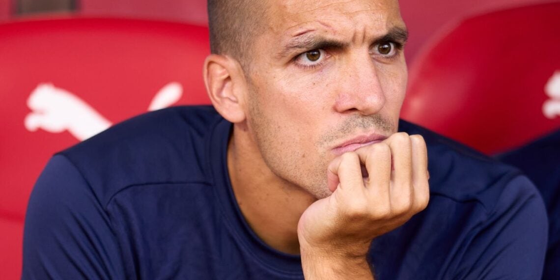 GIRONA, SPAIN - AUGUST 29: Oriol Romeu of Girona FC looks on from the bench prior to the LaLiga EA Sports match between Girona FC and CA Osasuna at Montilivi Stadium on August 29, 2024 in Girona, Spain. (Photo by Alex Caparros/Getty Images)