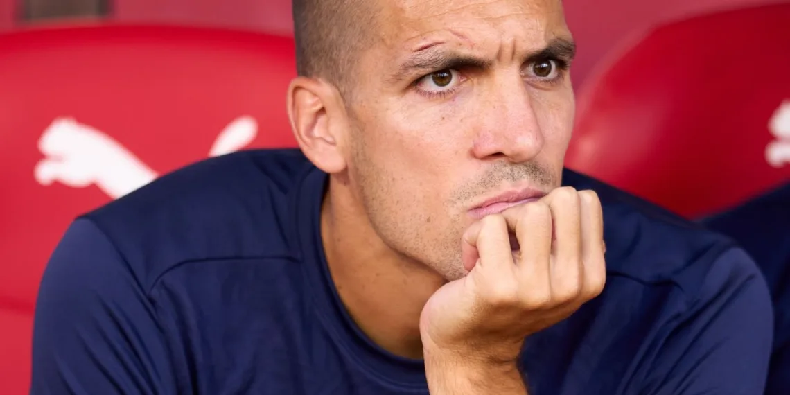 GIRONA, SPAIN - AUGUST 29: Oriol Romeu of Girona FC looks on from the bench prior to the LaLiga EA Sports match between Girona FC and CA Osasuna at Montilivi Stadium on August 29, 2024 in Girona, Spain. (Photo by Alex Caparros/Getty Images)