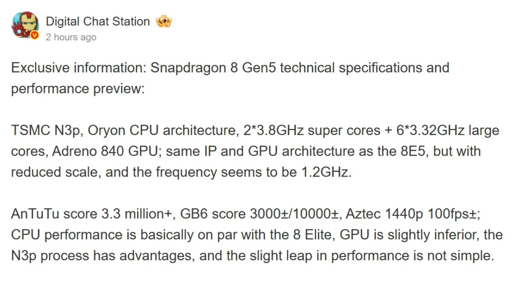 Snapdragon 8 Gen 5