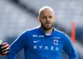 GLASGOW, SCOTLAND - JUNE 06: Teemu Pukki during a Finland MD-1 training session at Hampden Park, on June 06, 2024, in Glasgow, Scotland. (Photo by Craig Foy/SNS Group via Getty Images)