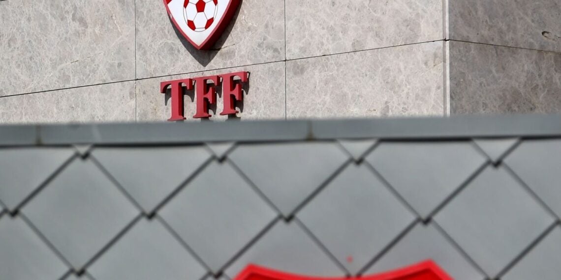 ISTANBUL, TURKEY - SEPTEMBER 22: A photo shows the logo and sign board of 'Turkish Football Federation' in Istanbul, Turkey on September 22, 2018. (Photo by Emrah Yorulmaz/Anadolu Agency/Getty Images)