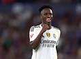 VALENCIA, SPAIN - SEPTEMBER 23: Vinicius Junior of Real Madrid reacts during the LaLiga EA Sports match between Levante UD and Real Madrid CF at Ciutat de Valencia on September 23, 2025 in Valencia, Spain. (Photo by Aitor Alcalde/Getty Images)
