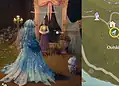 Fairy tale character in medieval outfit with a map location of Outskirts Forest.
