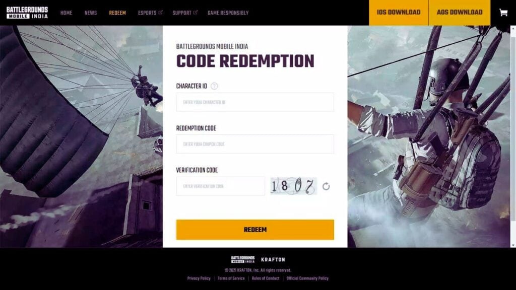 BGMI Redeem Codes