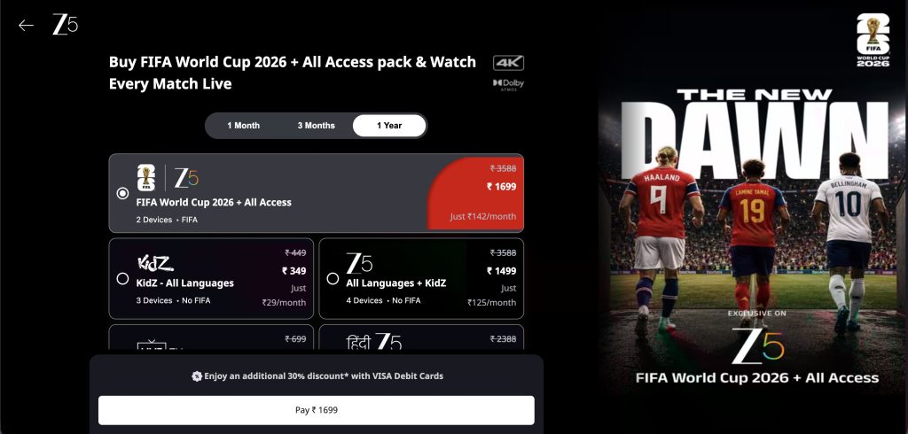 Watch FIFA World Cup 2026 Live on ZEE5 in 4K — Every Plan and Price Explained