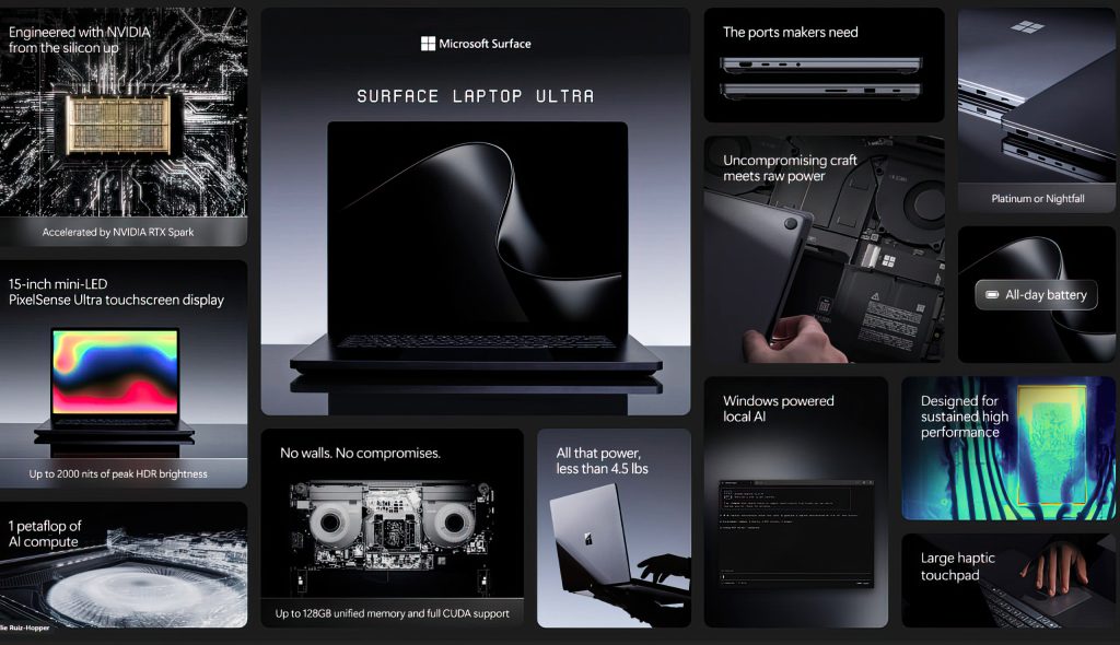 Microsoft Surface Laptop Ultra Is Official — RTX 5070 Power, 128GB RAM, and a Direct MacBook Pro Challenge