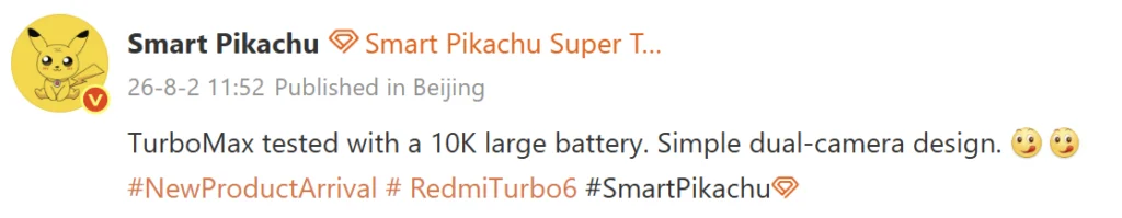 Redmi Turbo 6 Max Leak: 10,000mAh Battery Could Be a Segment First