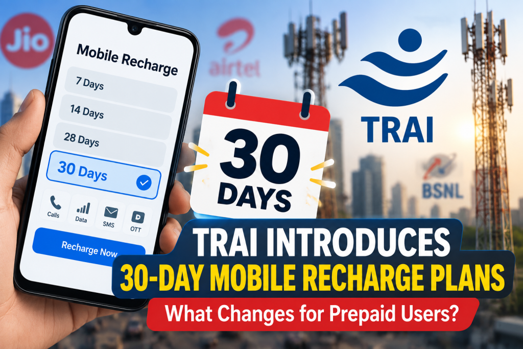 TRAI Introduces 30-Day Mobile Recharge Plans