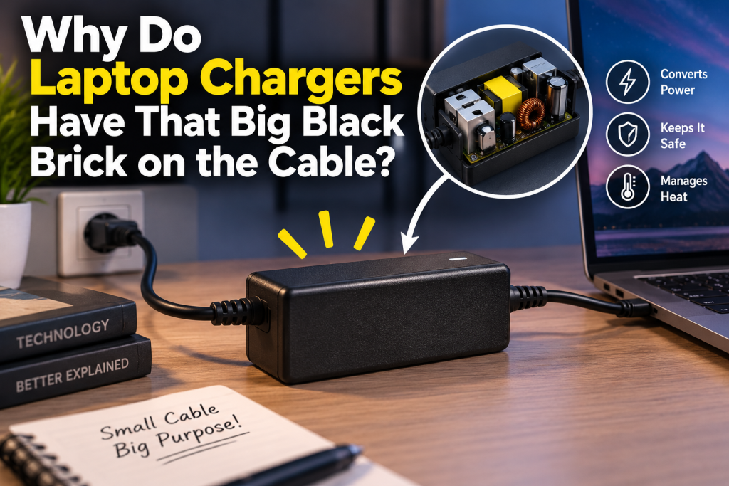 Dangling Adapter Computer Why Do Laptop Chargers Have That Big Black Brick on the Cable?