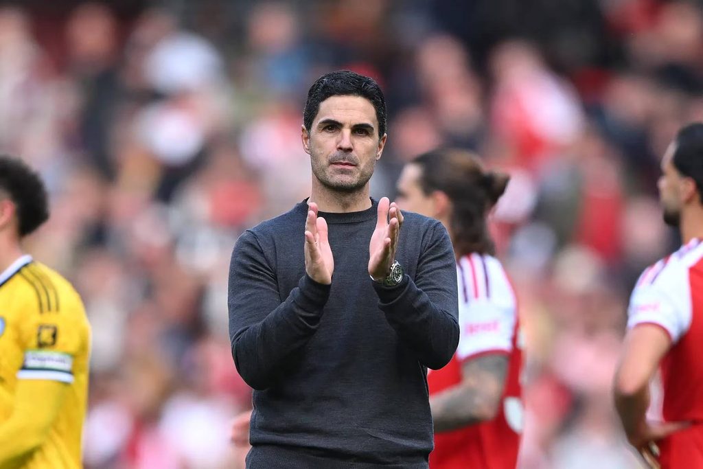 Mikel Arteta pictured after signing a new Arsenal contract