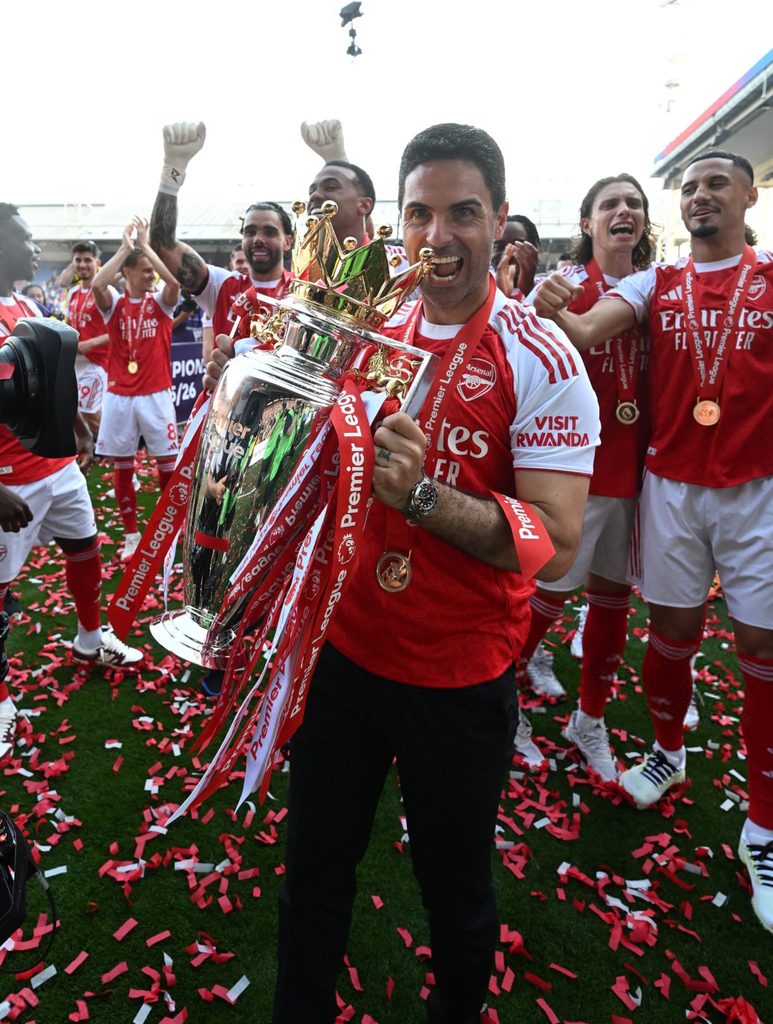Mikel Arteta pictured as Arsenal manager after signing a contract extension
