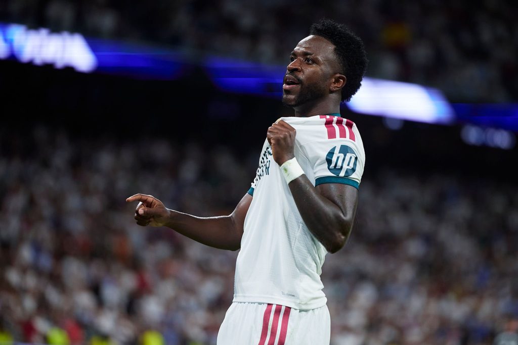 Vinicius Jr pictured as Real Madrid awaits the disciplinary decision