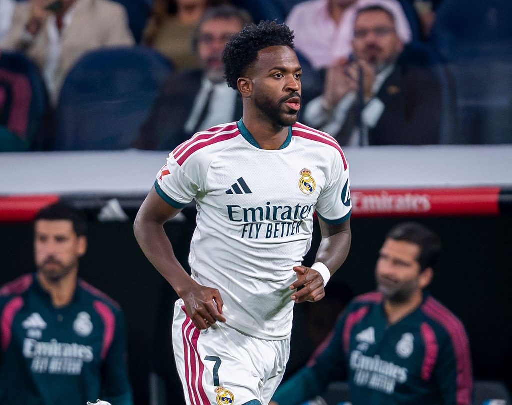 Vinicius Jr on the pitch during Real Madrid’s match against Villarreal at the Bernabéu